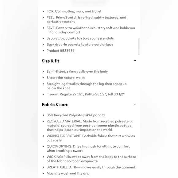 Athleta Women’s Endless High Rise Pants in Elm Green Size 6 - Picture 9 of 9